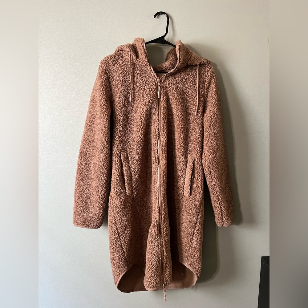 Cozy Long light brown Sherpa/Teddy Jacket — Aspen —Medium